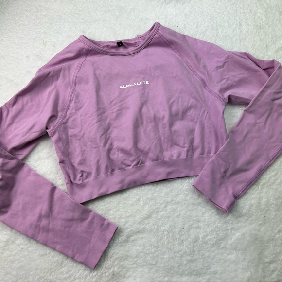 Alphalete Amplify Long Sleeve Crop Top in Bloom - Picture 3 of 7